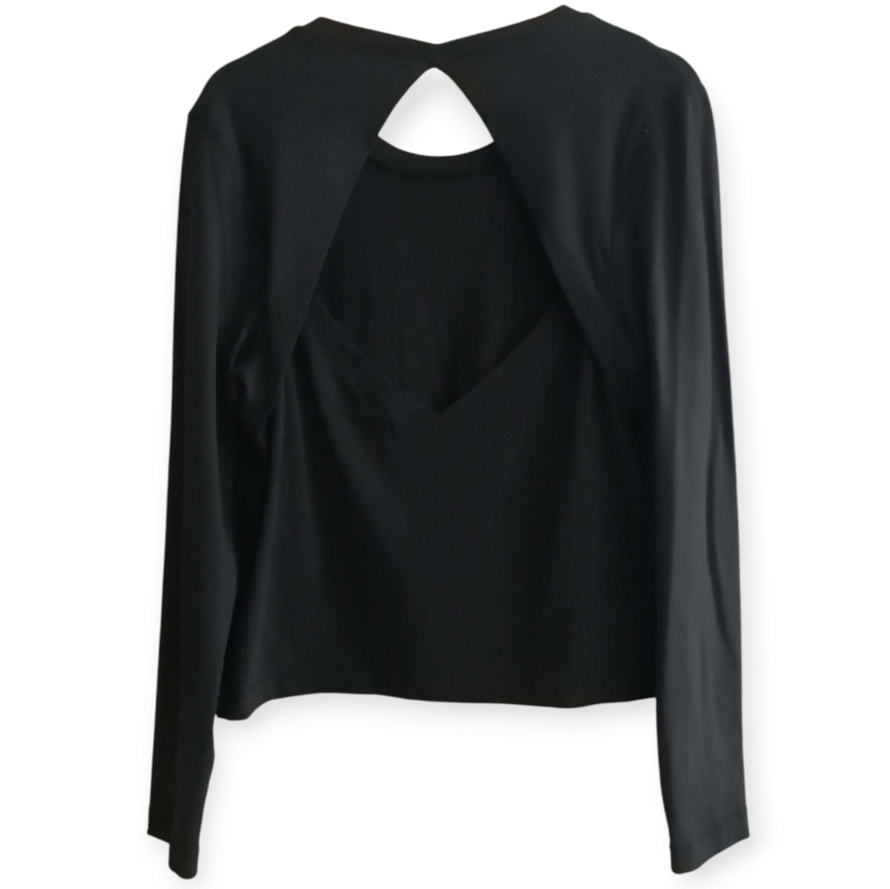 Lululemon Back Up Long Sleeve Open Back Black Light Sweater Medium